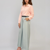 Cămașă din vâscoză cu mânecă lungă roz