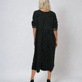 Rochie lungă din raiat cu animal print gri dark