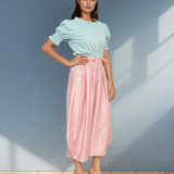 Bluză cu elastic la mânecă și nasturi turcoaz