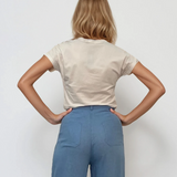 Tricou din bumbac cu bǎnuți decorativi alb