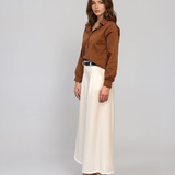 Cămașă din bumbac poplin cu mânecă lungă maro