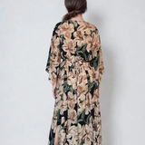 Rochie vascoza cu maneca larga si print floral-Negru