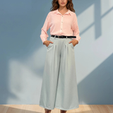 Cămașă din vâscoză cu mânecă lungă roz