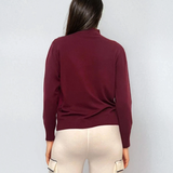 Pulover cu colier decorativ din perle si paiete grena