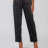 Pantaloni cu dungi și manșetă negru