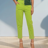 Pantaloni stretch cu nasturi decorativi vernil