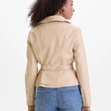 Geaca din imitatie de piele cu cordon in talie  ORSAY crem