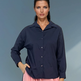 Cămașă lungă în spate bleumarin