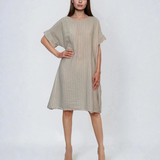 Rochie stil A cu dungi crem