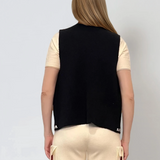 Vestă cu model traditional negru-alb