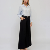 Cămașă din vâscoză cu pense la mâneci și croială lejeră bleu