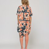 Rochie stil balon cu buzunare și print bleumarin