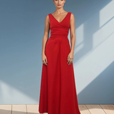 Rochie lungă cu decolteu în V rosu