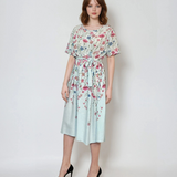 Rochie in print floral cu cordon-aqua