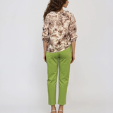 Bluză din bumbac imprimată floral beige