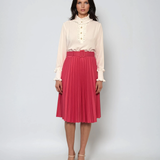 Fustă plisată cu curea ciclam