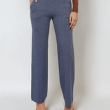 Pantaloni tricot office albastru