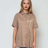 Cămașă cu fundiță din paiete grej