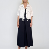 Jachetă scurtă din bumbac cu broderie spartă alb