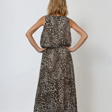 Compleu maieu și fustă largă animal print cu crăpătură animal print