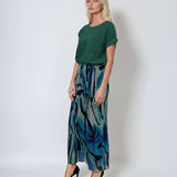 Fustă pantaloni vaporoasă din mătase bleu