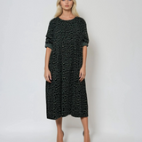 Rochie lungă din raiat cu animal print gri dark