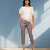 Pantaloni conici din bumbac cu șnur în talie gri