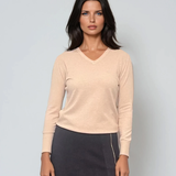 Pulover cu decolteu în V moale si confortabil off-white