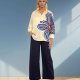 Cămașă damă lejeră cu print floare galben