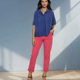 Cămașă din bumbac uni albastru