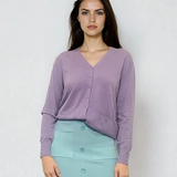 Jachetă cu buzunare si nasturi lila