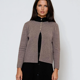 Jachetă tricotată cu nasturi aurii gri