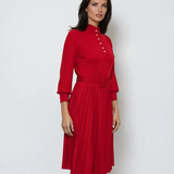 Pulover cu mâneci bufante si guler încretit rosu