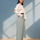 Cămașă din bumbac cu mânecă detașabilă și strasuri alb