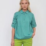 Cămașă din bumbac uni turcoaz