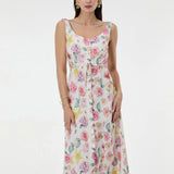 Rochie cu croială tip A din vâscoză cu nasturi și imprimeu floral ORSAY alb-flori
