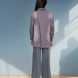 Cămașă damă stil jeans cu buzunar colorat mov