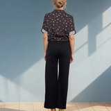 Pantaloni drepți cu dungă pe picior și buzunare negru