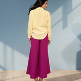 Cămașă din vâscoză cu mânecă lungă galben