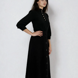 Pulover cu mâneci bufante si guler încretit negru