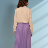 Cămașă cu nasturi ascunși și guler cu strasuri crem