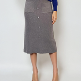 Fustă midi tricotată cu buzunare gri