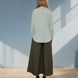 Cămașă din vâscoză cu mânecă lungă aqua