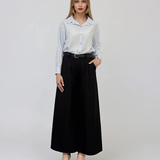 Cămașă din vâscoză cu pense la mâneci și croială lejeră bleu