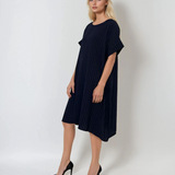 Rochie stil A cu dungi bleumarin