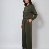 Jachetă cu buzunare și fermoar kaki