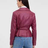 Geaca din imitatie de piele cu cordon in talie  ORSAY grena