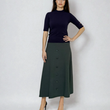 Pulover cu mânecă scurtă ?i nasturi aurii bleumarin