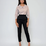 Cămașă din bumbac cu decolteu stil bărcuță elegant lila