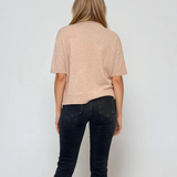 Pulover gros cu mânecă scurtă beige